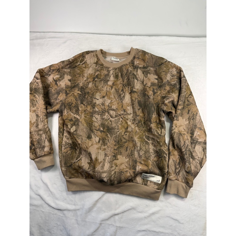 Comfrt Collection Camo Sweatshirt L Brown Leaf Print Crewneck Womens